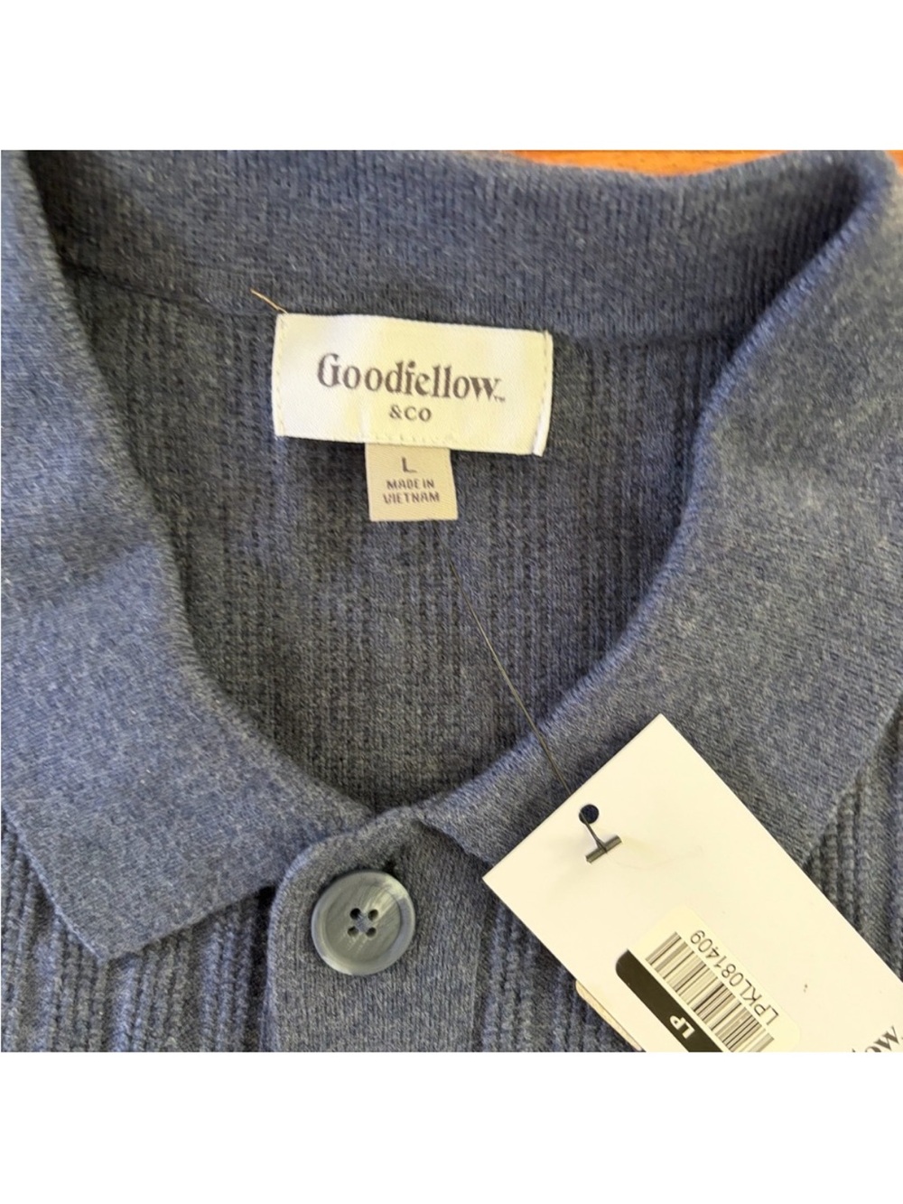 Goodfellow & Co Heather Blue Ribbed Button Cardigan - Picture 2 of 3